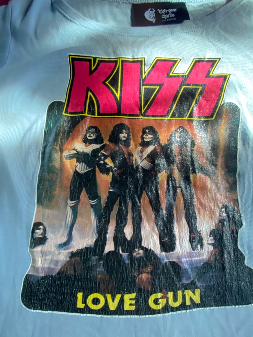 Vintage 90’s does 70s style KISS 'Love Gun' Graphic Tee - Light Blue